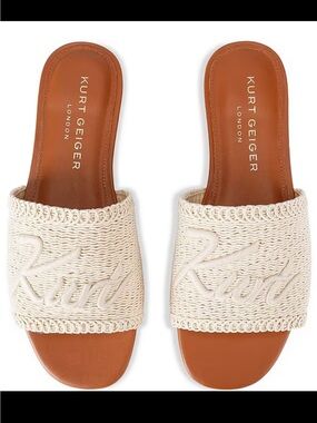 Kurt Geiger London
Kurt Woven Logo Detail Studded Flat Slip On Sandals-Size -9.5